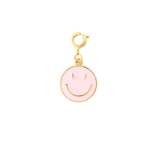 Gold Light Pink Enamel Smile Charm