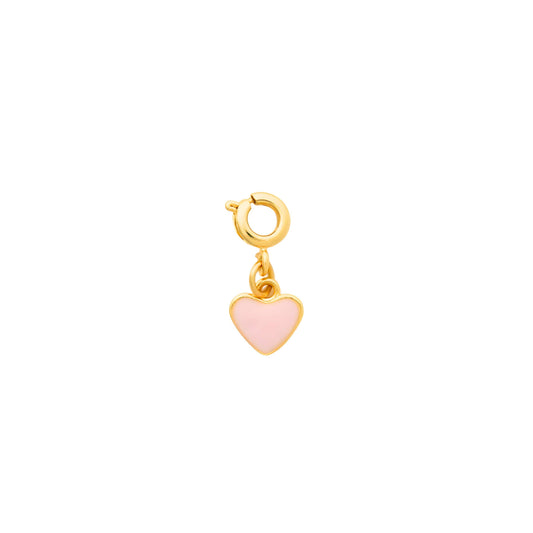 Gold Light Pink Enamel Mini-Heart Charm