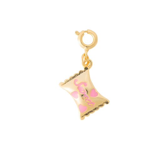 Gold Hot Pink Enamel Sweet Candy Charm