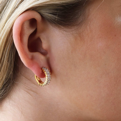 Veronica Gold-plated Baguette Hoop Earrings