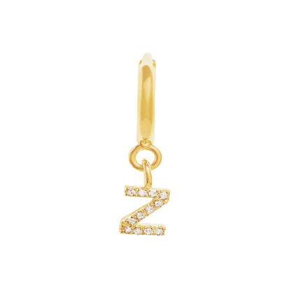 Gold Plated Letter Huggie Earrings Gold Color