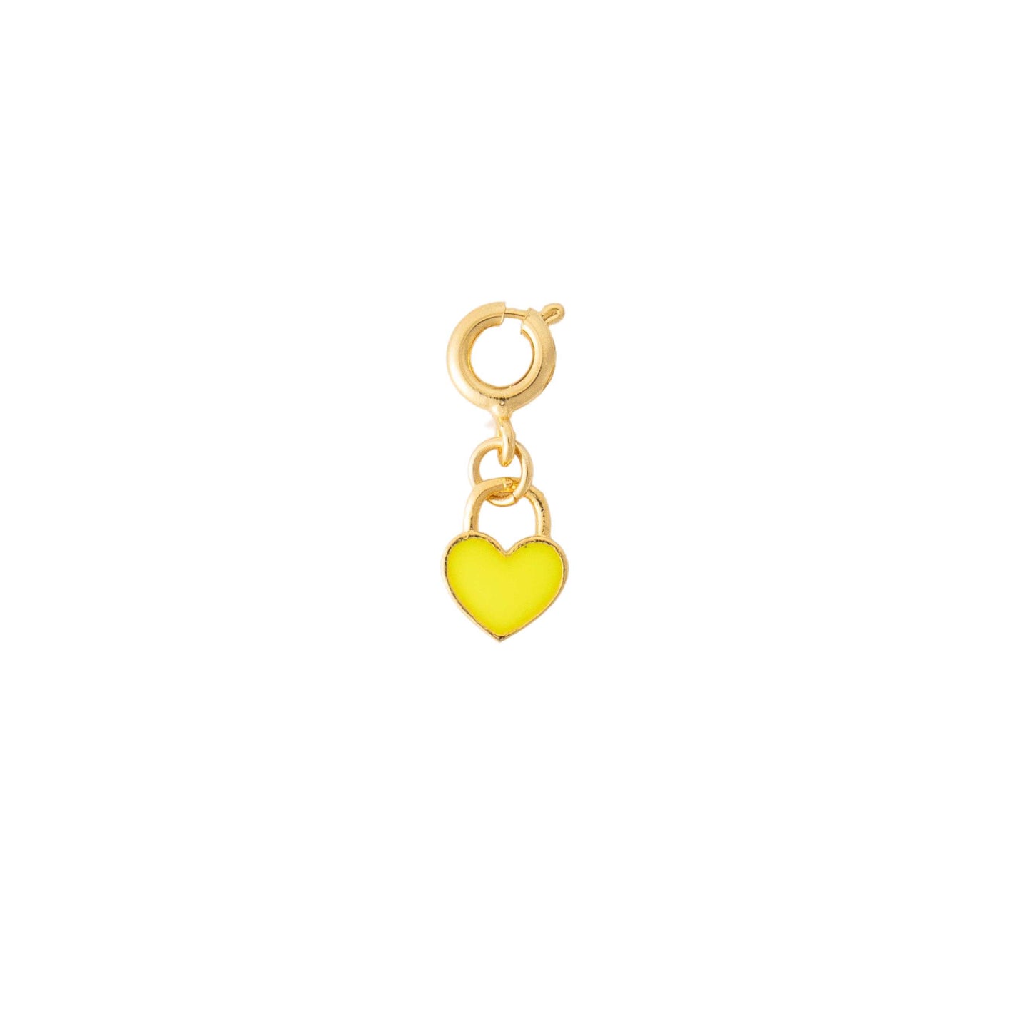 Gold Neon Yellow Enamel Mini-Heart Charm