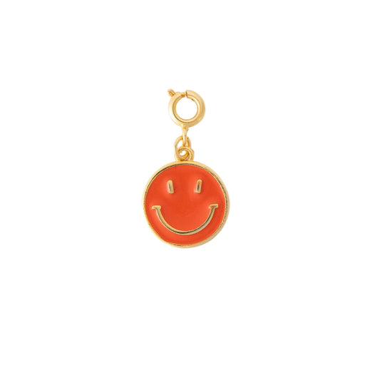 Gold Orange Enamel Smile Charm