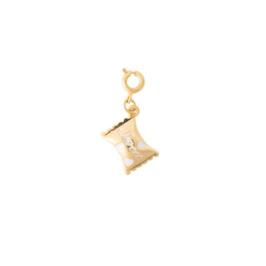 Gold Plated Sweet Candy Charm White Enamel Color