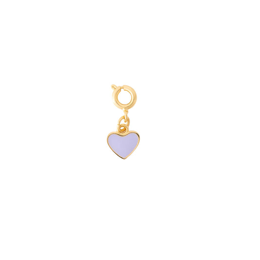 Gold Light Purple Mini-Heart Enamel Charm