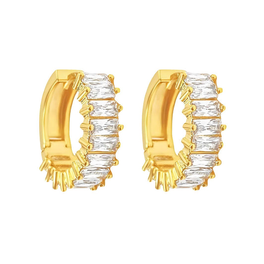 Veronica Gold-plated Baguette Hoop Earrings