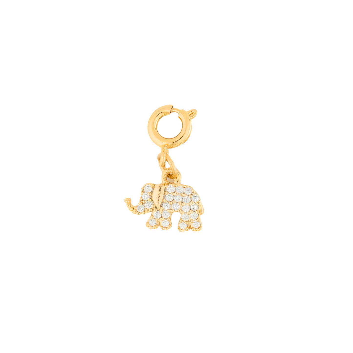 Gold Elephant Clear Crystal Charm