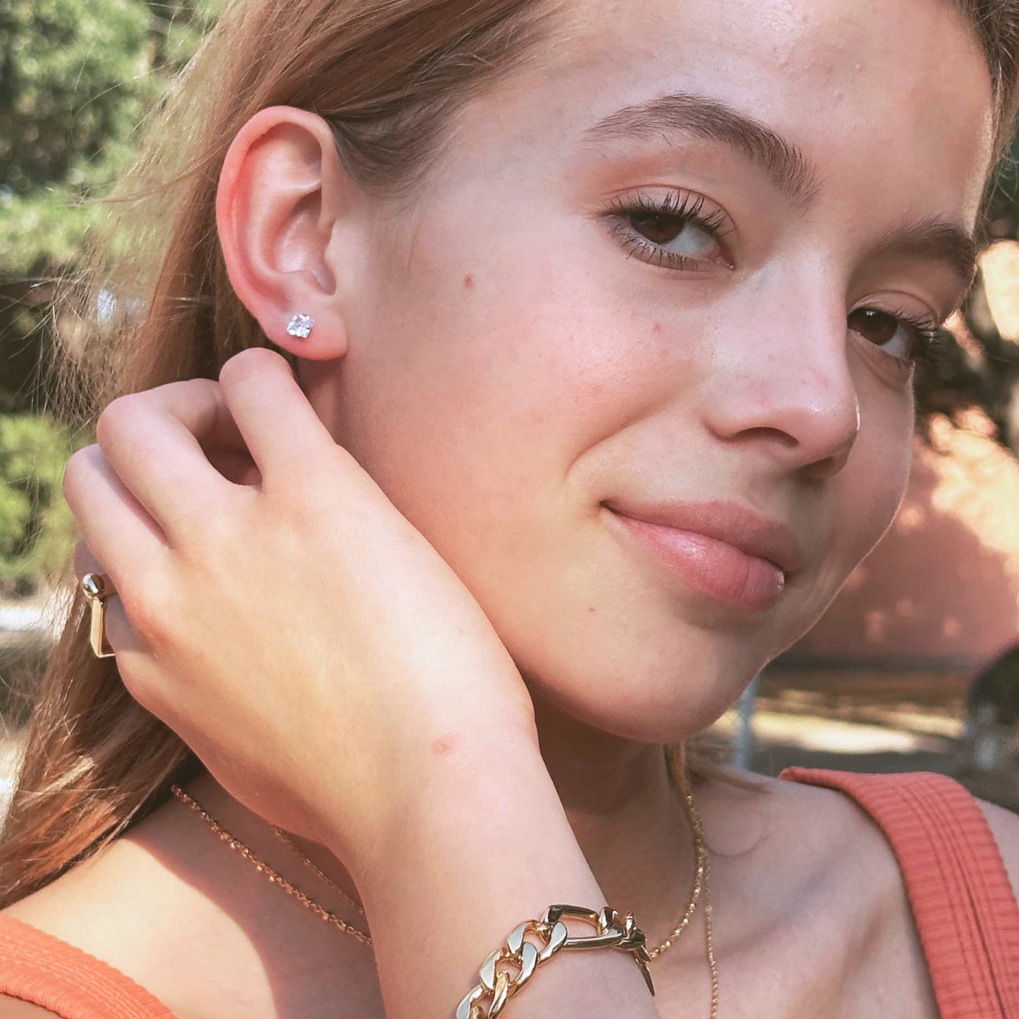 Juni Gold-plated Stud Earrings For Women