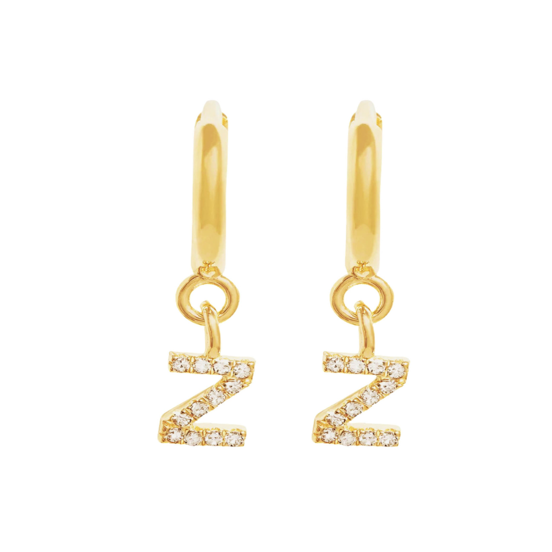 Gold Letter Huggie Earrings