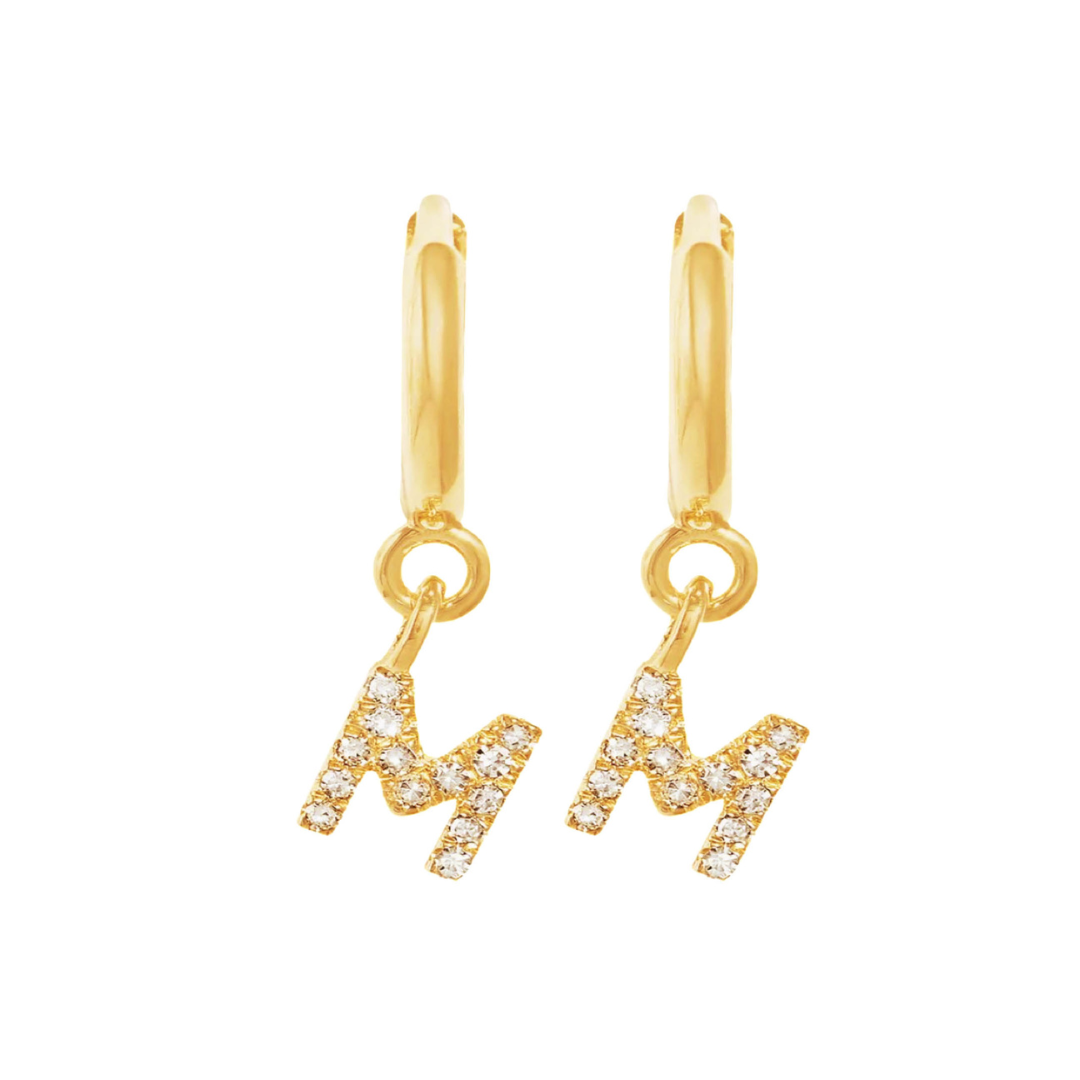 Gold Letter Huggie Earrings