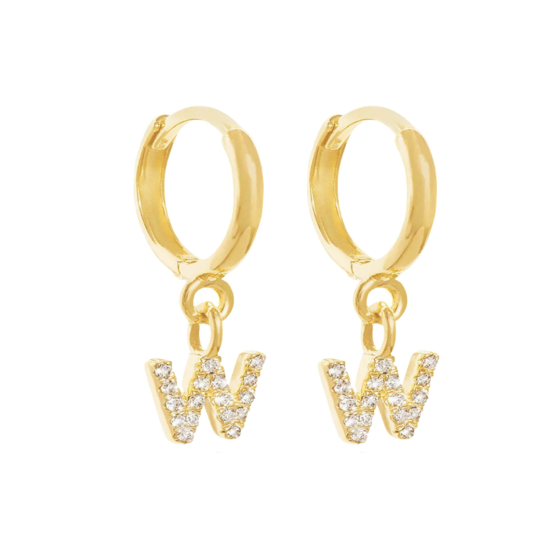 Gold Letter Huggie Earrings