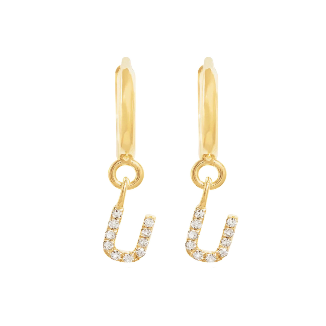 Gold Letter Huggie Earrings