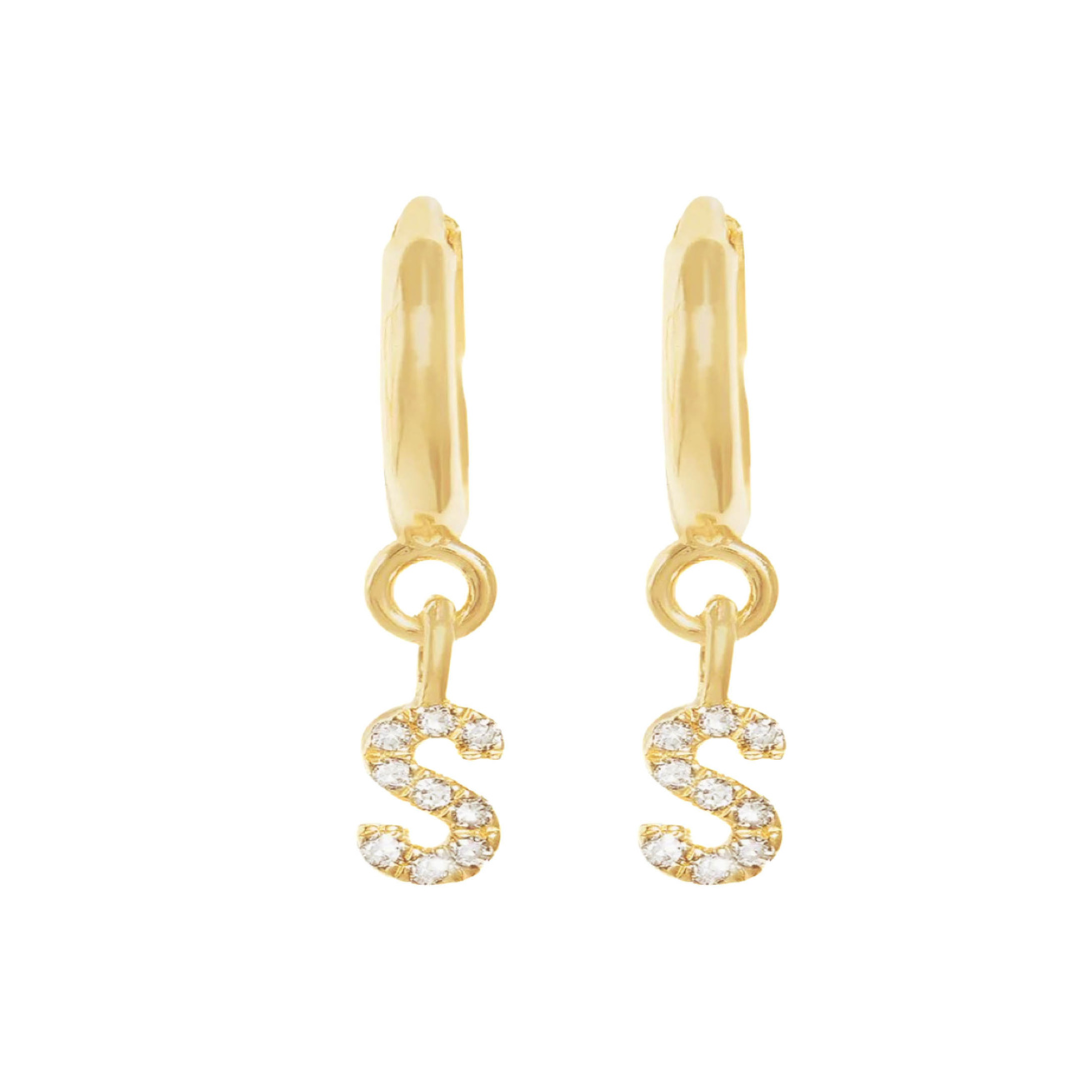 Gold Letter Huggie Earrings