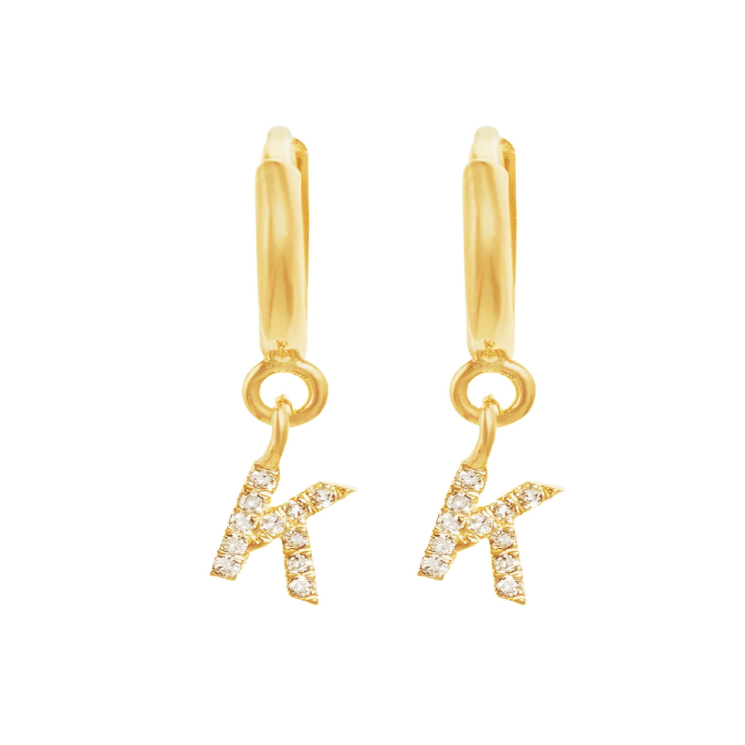 Gold Letter Huggie Earrings