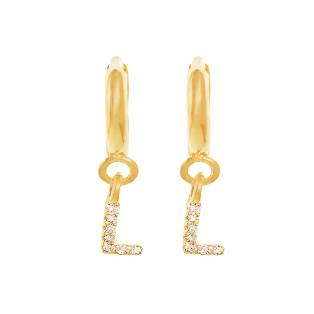 Gold Letter Huggie Earrings