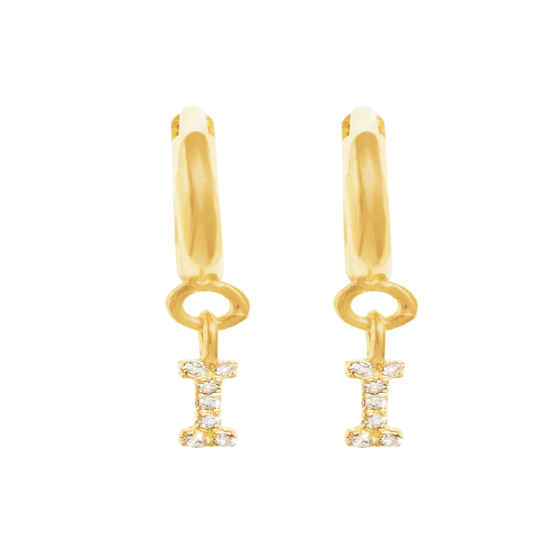 Gold Letter Huggie Earrings