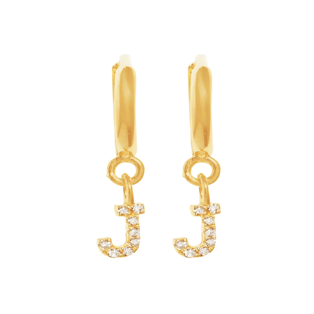 Gold Letter Huggie Earrings