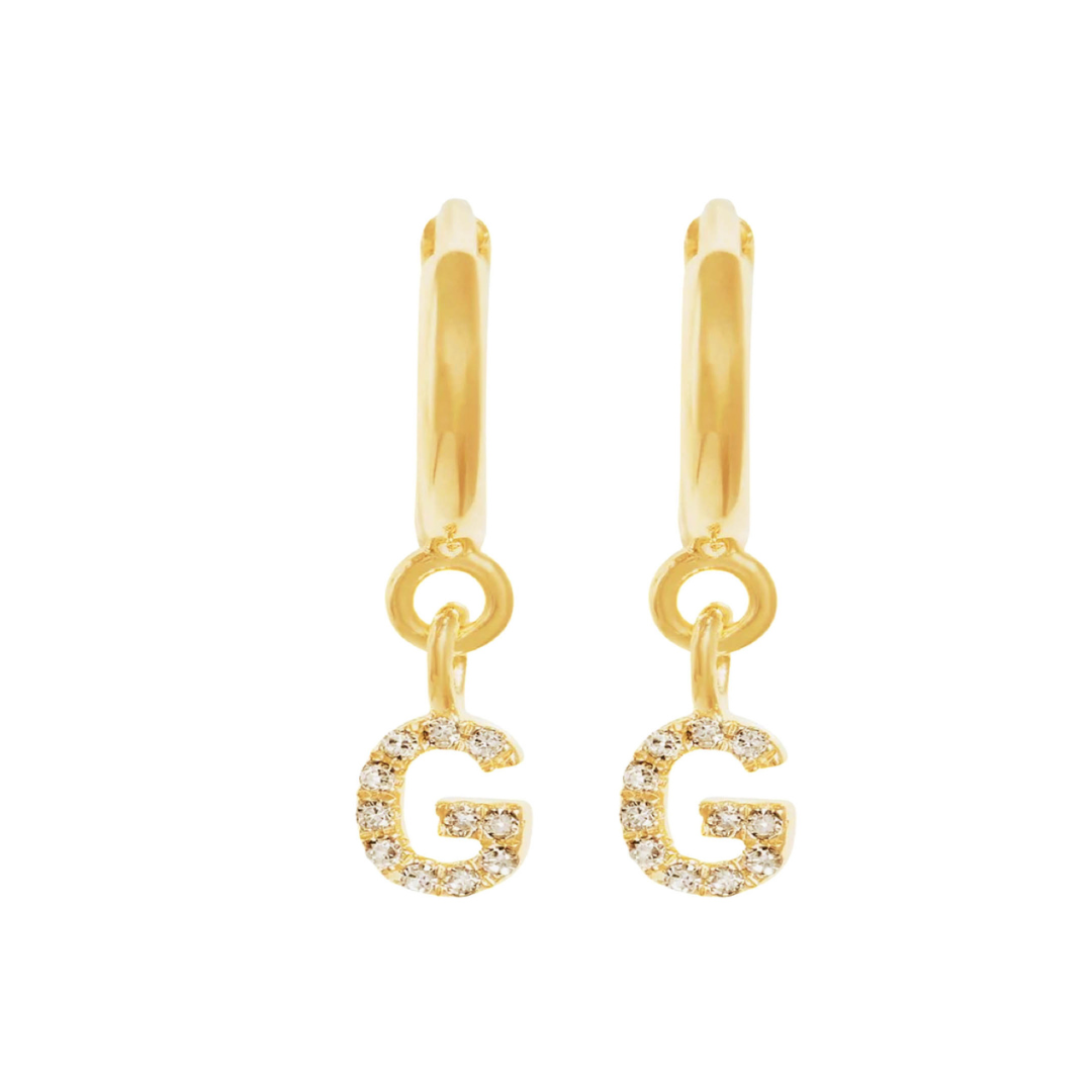 Gold Letter Huggie Earrings