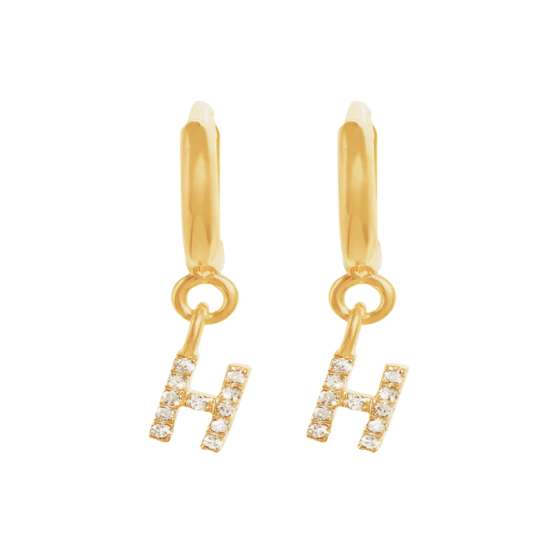 Gold Letter Huggie Earrings