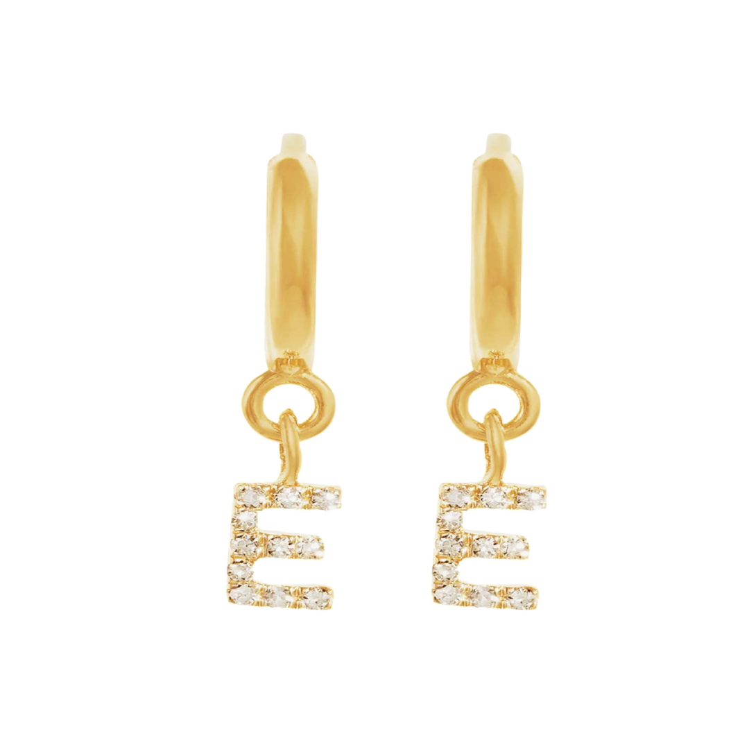 Gold Letter Huggie Earrings