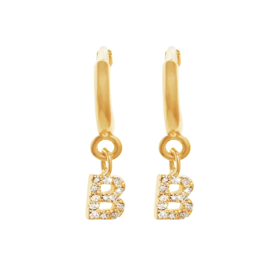 Gold Letter Huggie Earrings