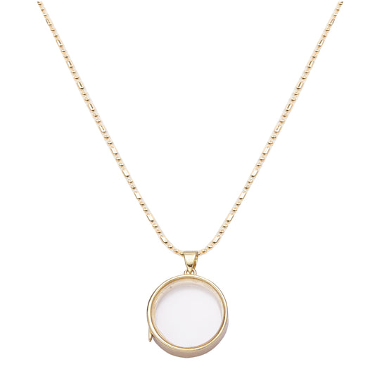 FLOATING CIRCLE LOCKET WITH BEAD CHAIN