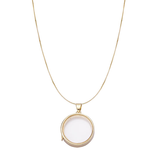 FLOATING CIRCLE LOCKET WITH DAINTY CHAIN