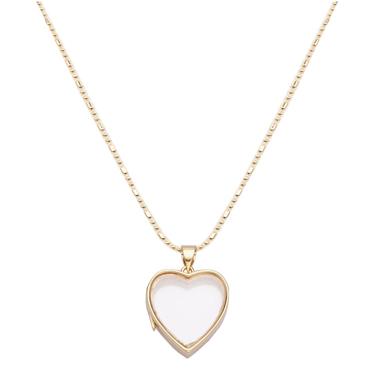FLOATING HEART LOCKET WITH BEAD CHAIN